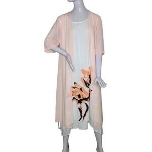 Tendency 2 Piece NWT Robe Dress Floral Print Sleeveless White/Pa…